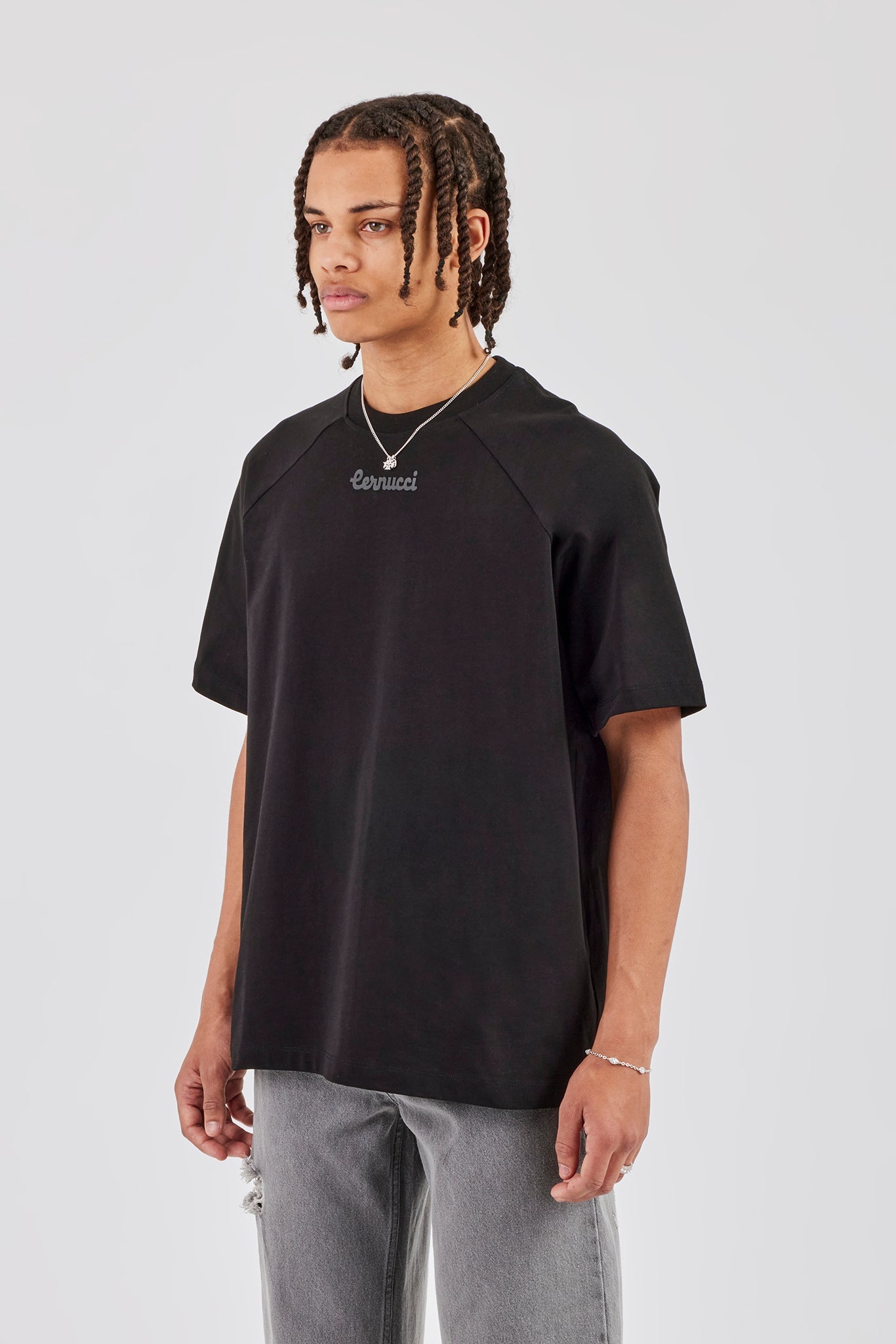 Oversized Raglan Logo T-Shirt - Black